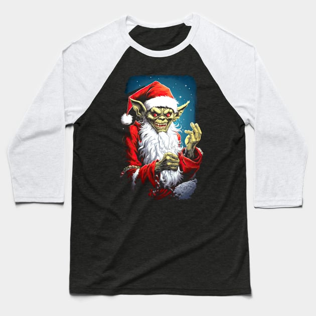 Gremlin Santa Baseball T-Shirt by JDTee